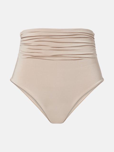 Salli draped high-rise bikini bottoms