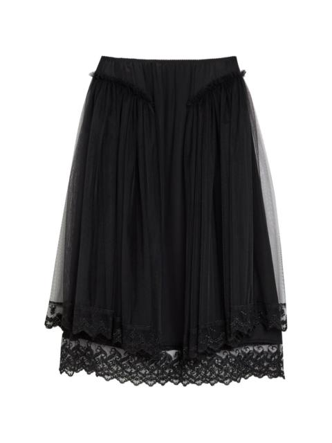 ruffled lace midi skirt
