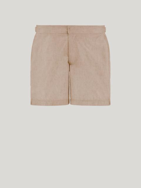 BEIGE SWIM SHORTS IN TECHNICAL FABRIC WITH LOGOED SIDE BUCKLES