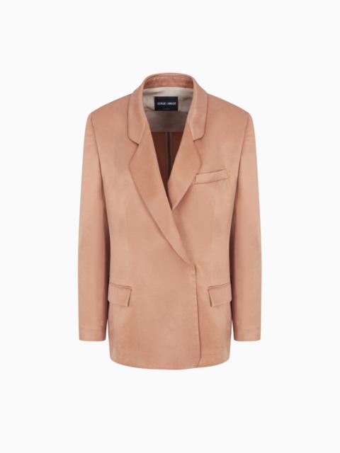 DOUBLE-BREASTED JACKET IN VISCOSE AND CUPRO