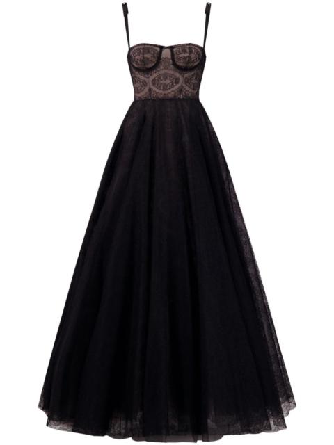 flared Chantilly-lace gown