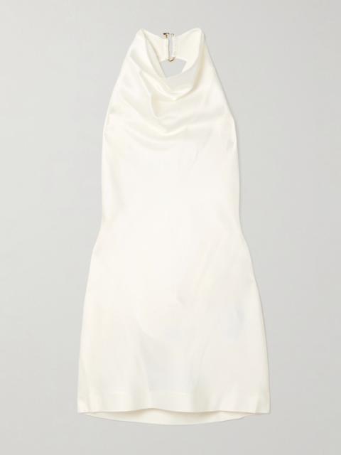 Draped satin halterneck top Cream