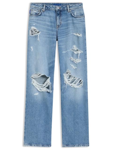 BAGGY-FIT JEANS IN BLUE DISTRESSED DENIM