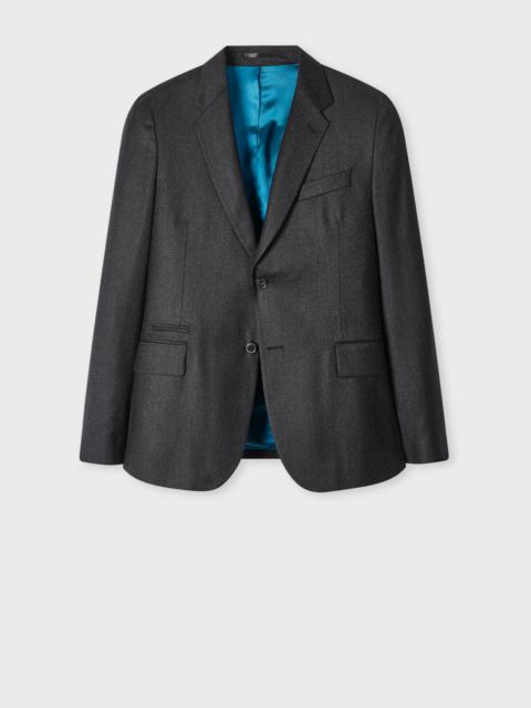 Tailored-Fit Charcoal Overdyed Wool-Cashmere Flannel Blazer