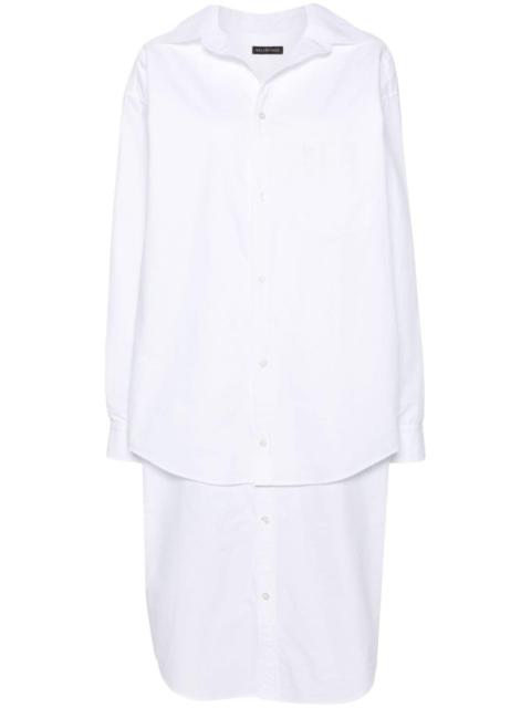 embroidered-logo layered shirt dress