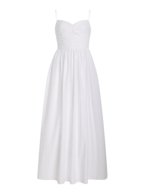 Gathered Cotton Maxi Dress white