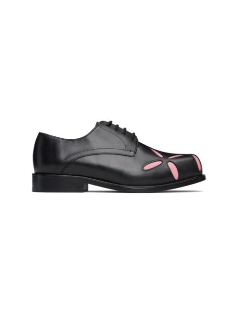 SSENSE Exclusive Black & Pink Slashed Square Toe Derbys