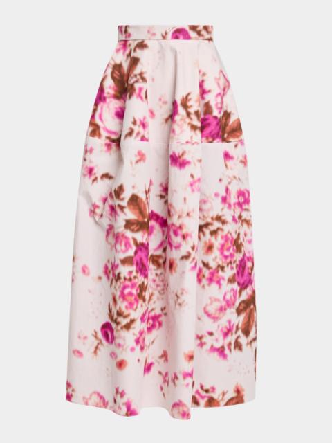 Floral-Print Cotton Midi Skirt