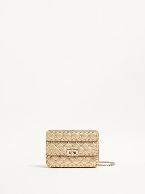 VALENTINO GARAVANI ROCKSTUD SPIKE SMALL LAMINATED NAPPA BAG