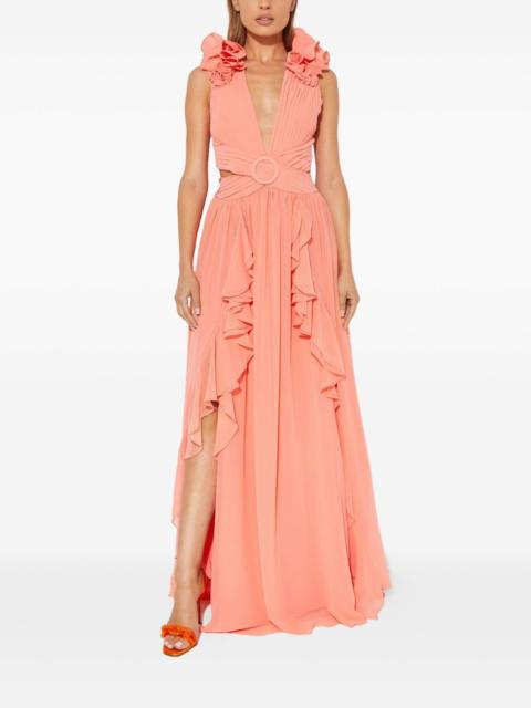 ruffled-hem maxi dress
