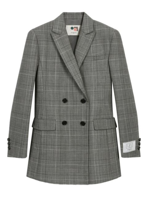 double-breasted checked blazer
