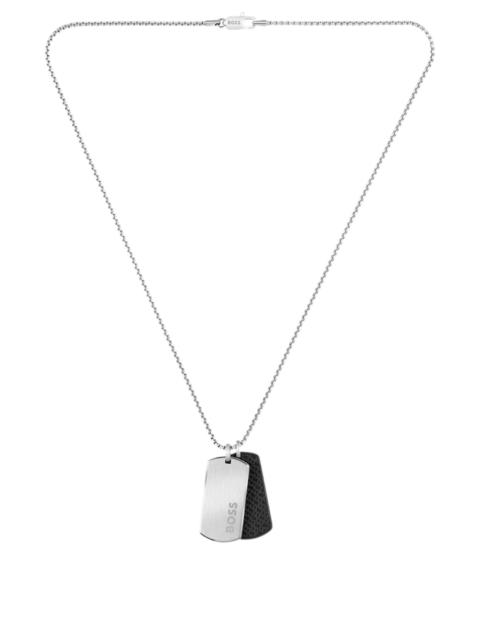 SILVER-TONE NECKLACE WITH DOUBLE-TAG PENDANT