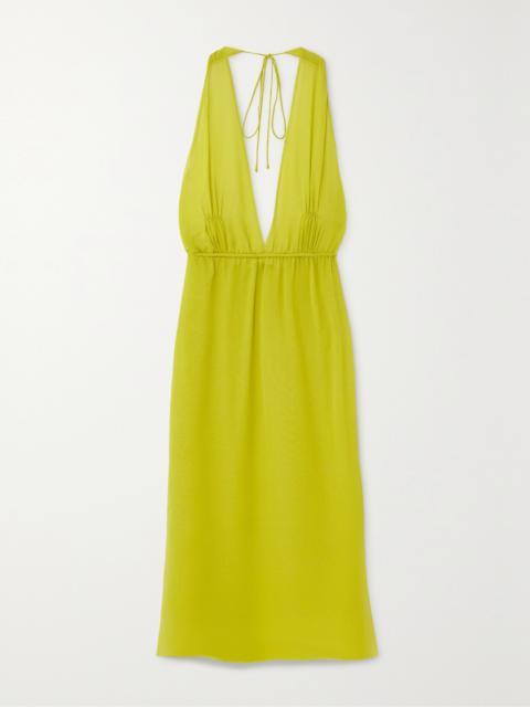 Spring Silk-georgette Halterneck Midi Dress