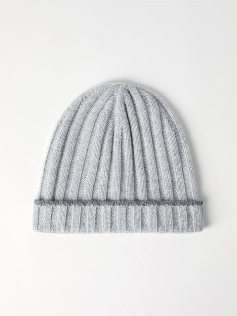 Cashmere rib knit beanie
