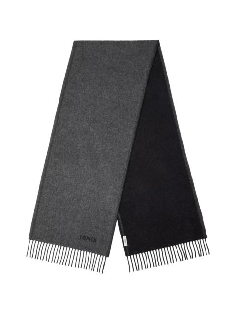Fendi Gray And Black Cashmere Scarf