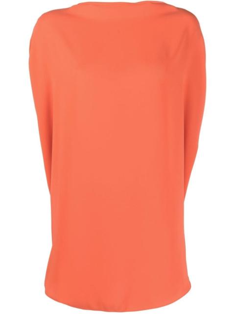 mock-neck flared blouse