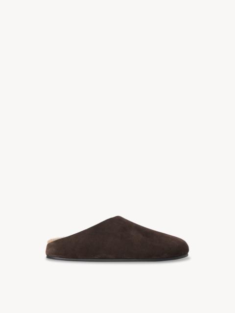 Hudson Slide in Suede and Shearling