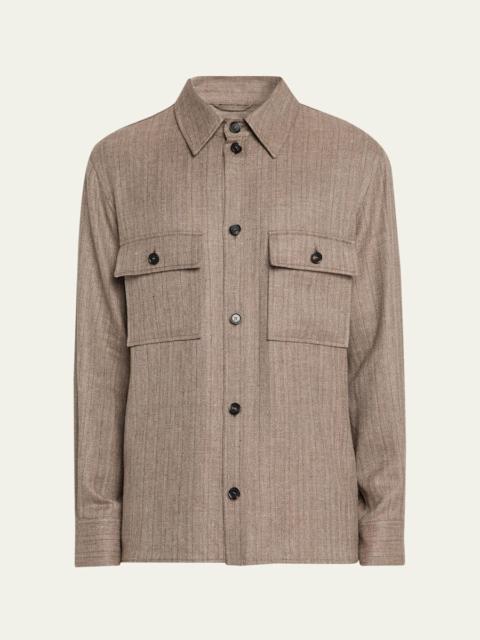 Men's Jim Wool and Linen Herringbone Overshirt