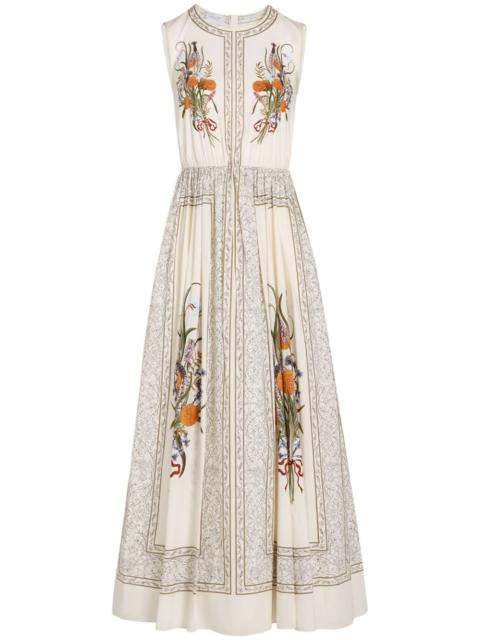 Marigold Bouquets-print poplin dress