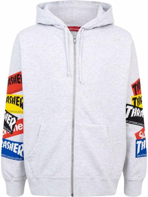 x Thrasher multi logo zip-up hoodie