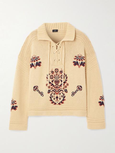 Wool and cashmere-blend polo sweater Beige