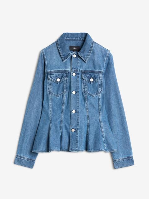 Weightless Denim Flounce Trucker Jacket in Hilo