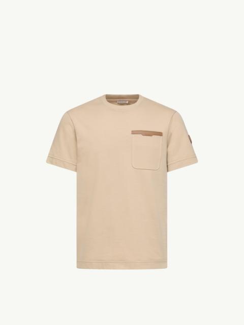 Leather-Trimmed Cotton T-Shirt