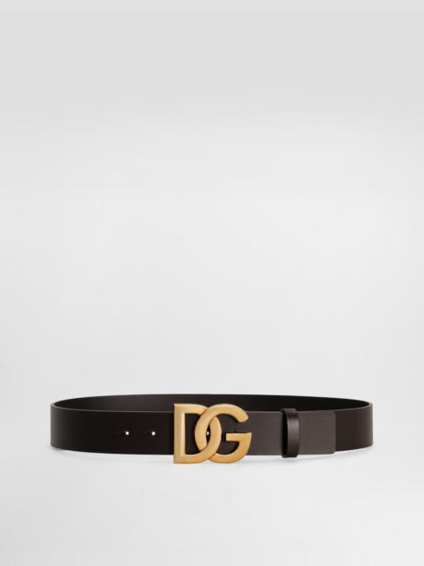 Lux leather belt with crossover DG logo buckle