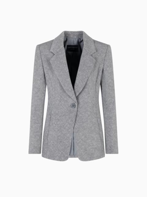 ICON CHEVRON VISCOSE-BLEND SINGLE-BREASTED BLAZER