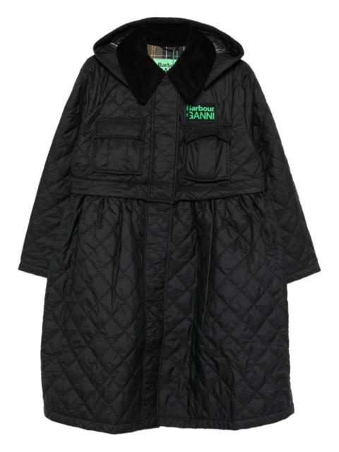 x Ganni quilted hooded coat