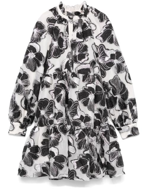 Anemone-jacquard tier mini dress