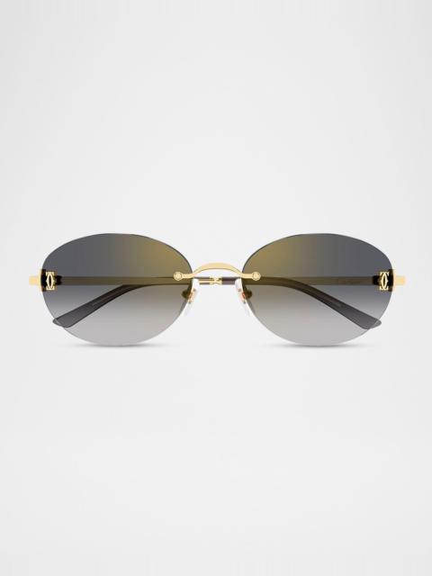 54mm Metal Oval Sunglasses