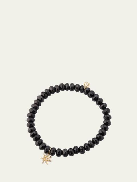 14K Gold & Diamond Small Burst Flower on Spinel Beads Bracelet