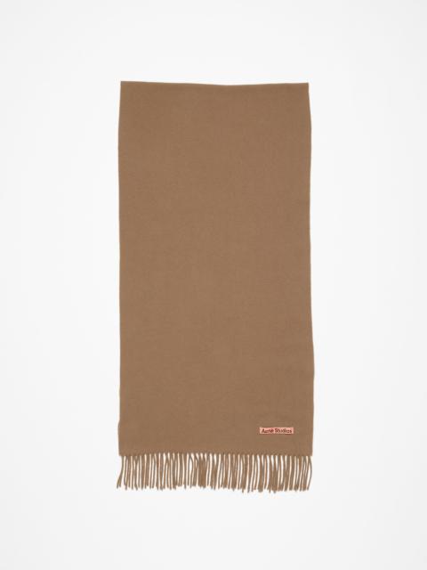 Fringe wool scarf – Narrow - Caramel brown