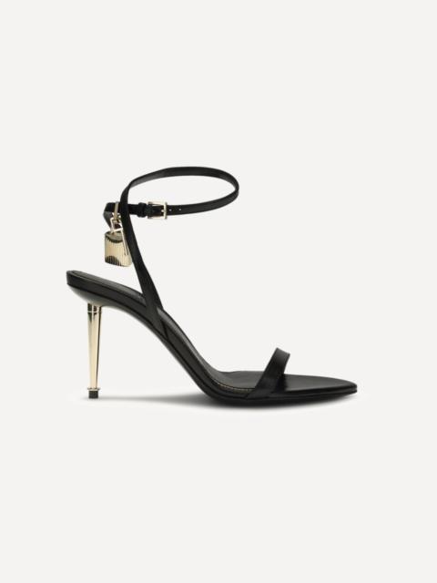 Shiny leather padlock pointy naked Sandal