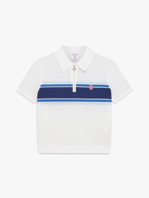 White & Blue Striped Mesh Top | Casablanca Paris