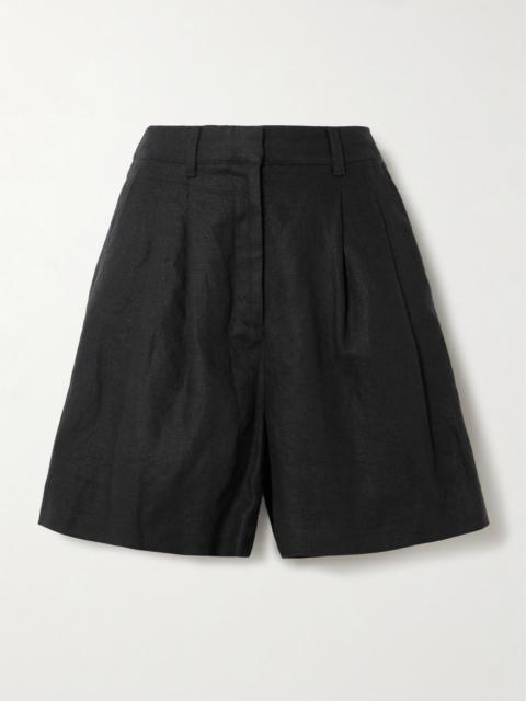 Marchello pleated linen shorts Black