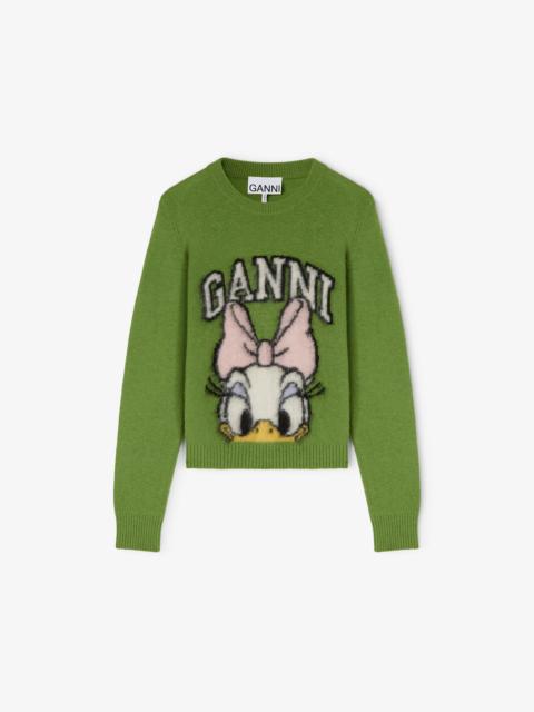 DAISY DUCK GREEN BRUSHED WOOL SWEATER