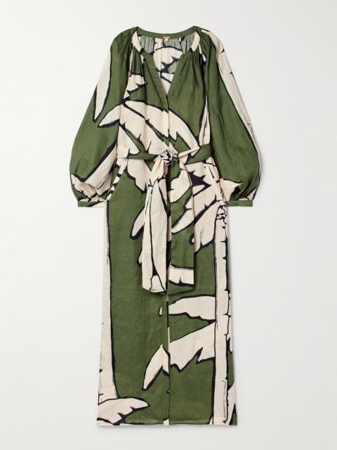 Weaving Weves Belted Printed Linen Maxi Dress