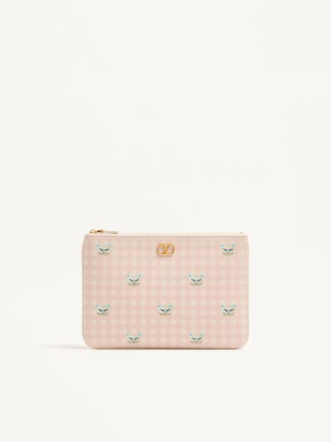 VLOGO SIGNATURE CLUTCH BAG IN LE CHAT DE LA MAISON GRAINY CALFSKIN