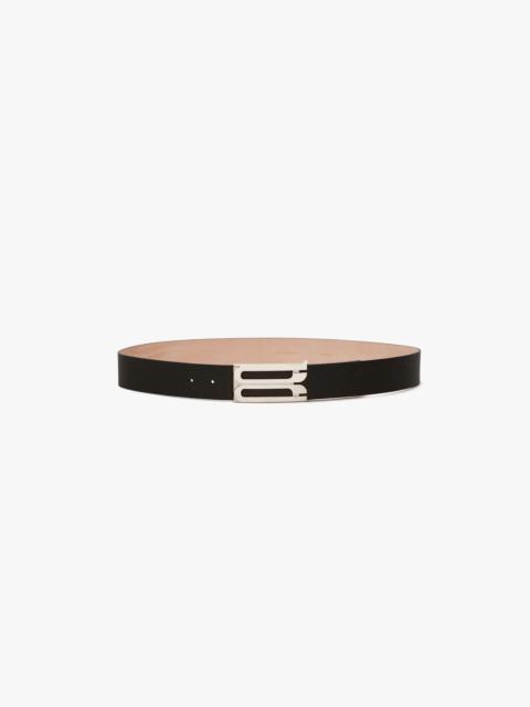 Silver Buckle Jumbo Dorian Belt In Black Grained Leather
