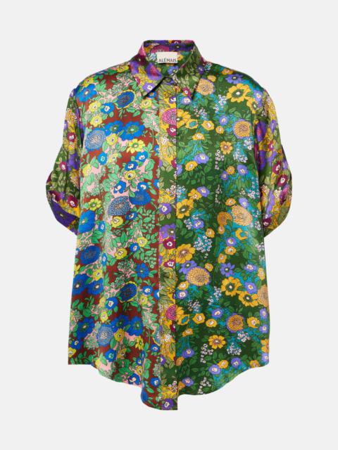 Printed silk satin shirt