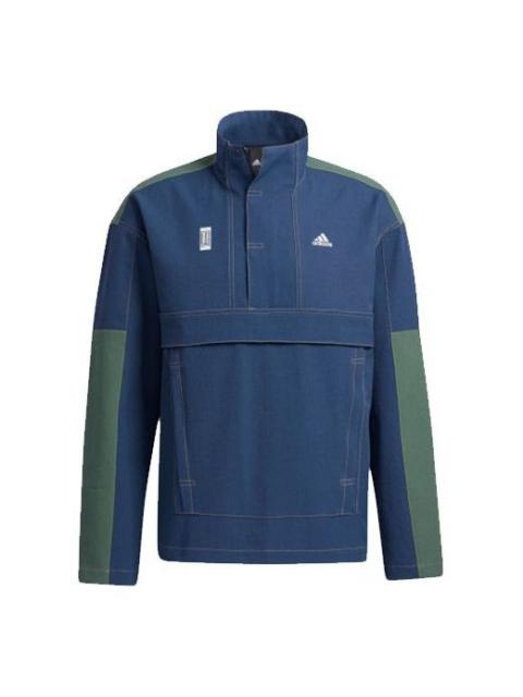 adidas Wj Anorak Colorblock Casual Sports Stand Collar Half Zipper Jacket Navy Blue GP0902