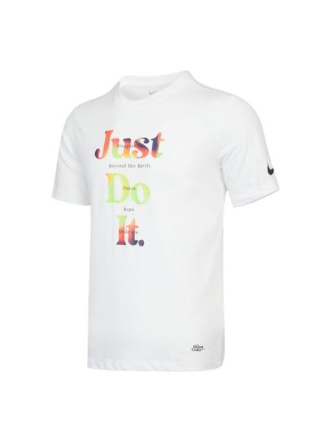 Nike Men's Nk Df Great Unity Ss Tee2 Leisure Sports Letter Print Short Sleeve Men's White DM7908-100