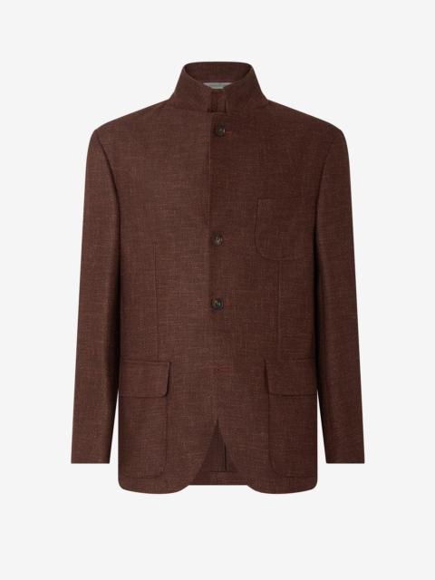 Brown wool, cashmere and silk twill jacket