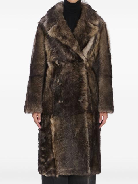 double-breasted lamb fur coat