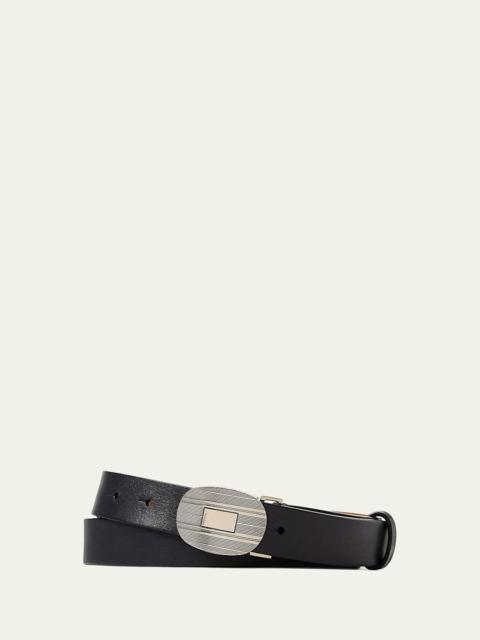 Men's Plaque-Buckle Leather Belt