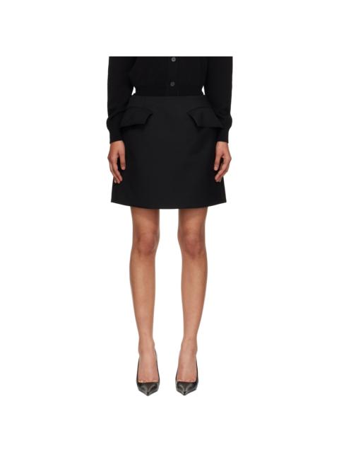 Black Wool Gabardine Miniskirt