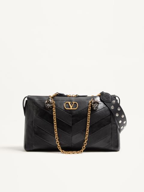 VALENTINO GARAVANI PANTHEA SHOULDER BAG IN NAPPA LEATHER WITH CHEVRON PATTERN