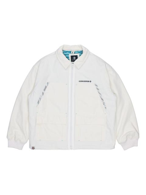 Converse New Year Series Logo Printing Lapel Sports Jacket Creamy White 10024149-A01